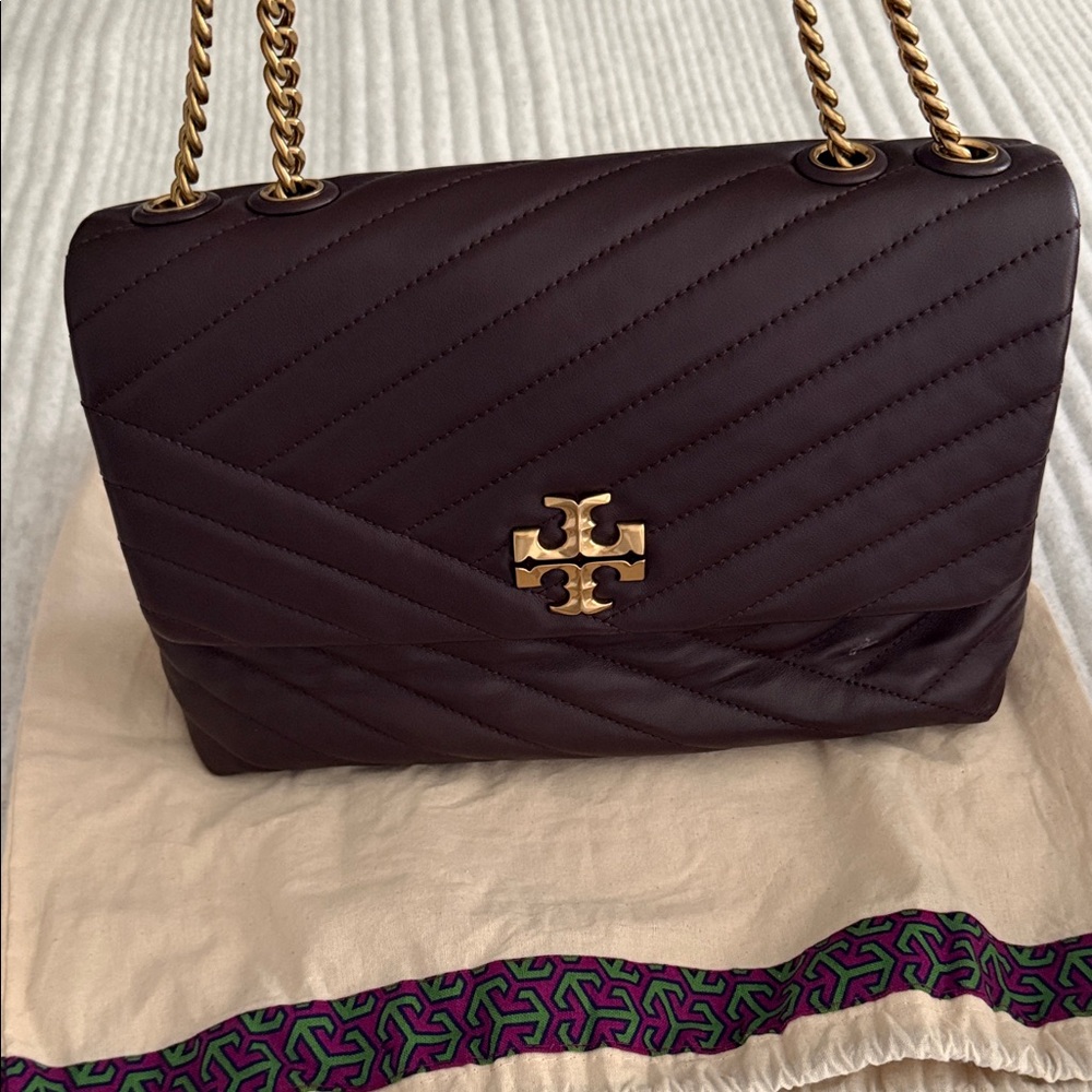 Tory Burch Dark Purple Quilted Shoulder Bag